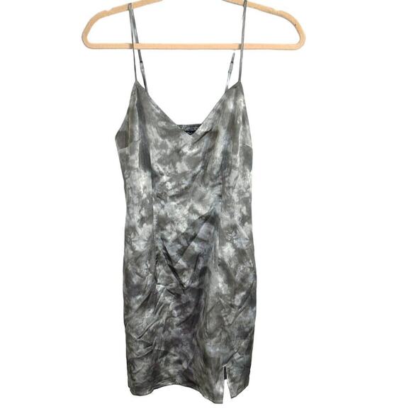 Abercrombie and Fitch Satin Gray Tie Dye Mini Slip Dress Sz Small Y2K Grunge - Picture 2 of 4
